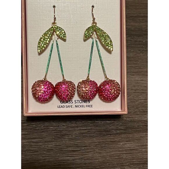 NEW Piper K glass stone disco cherry cherries earrings sparkle viral tiktok - Picture 4 of 5